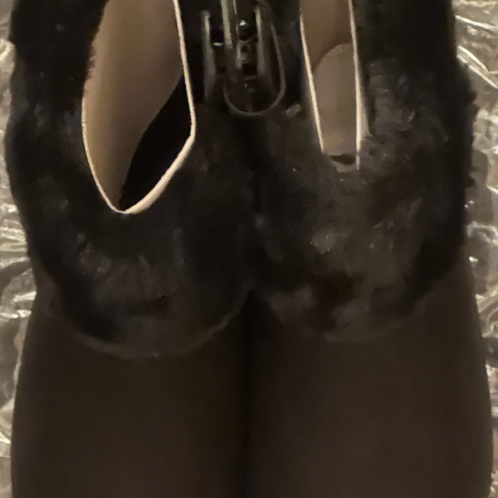 WONDER NATION CHILDREN'S BOOTS SIZE 2 BLACK WARM LINING FAUX FUR EASY ON/OFF NEW